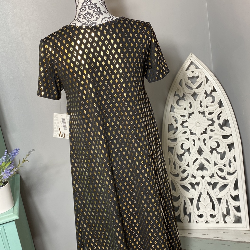 Lularoe Carly Dress Elegant Collection Black w/ Gold Shimmer Size XS NWT - Picture 8 of 10